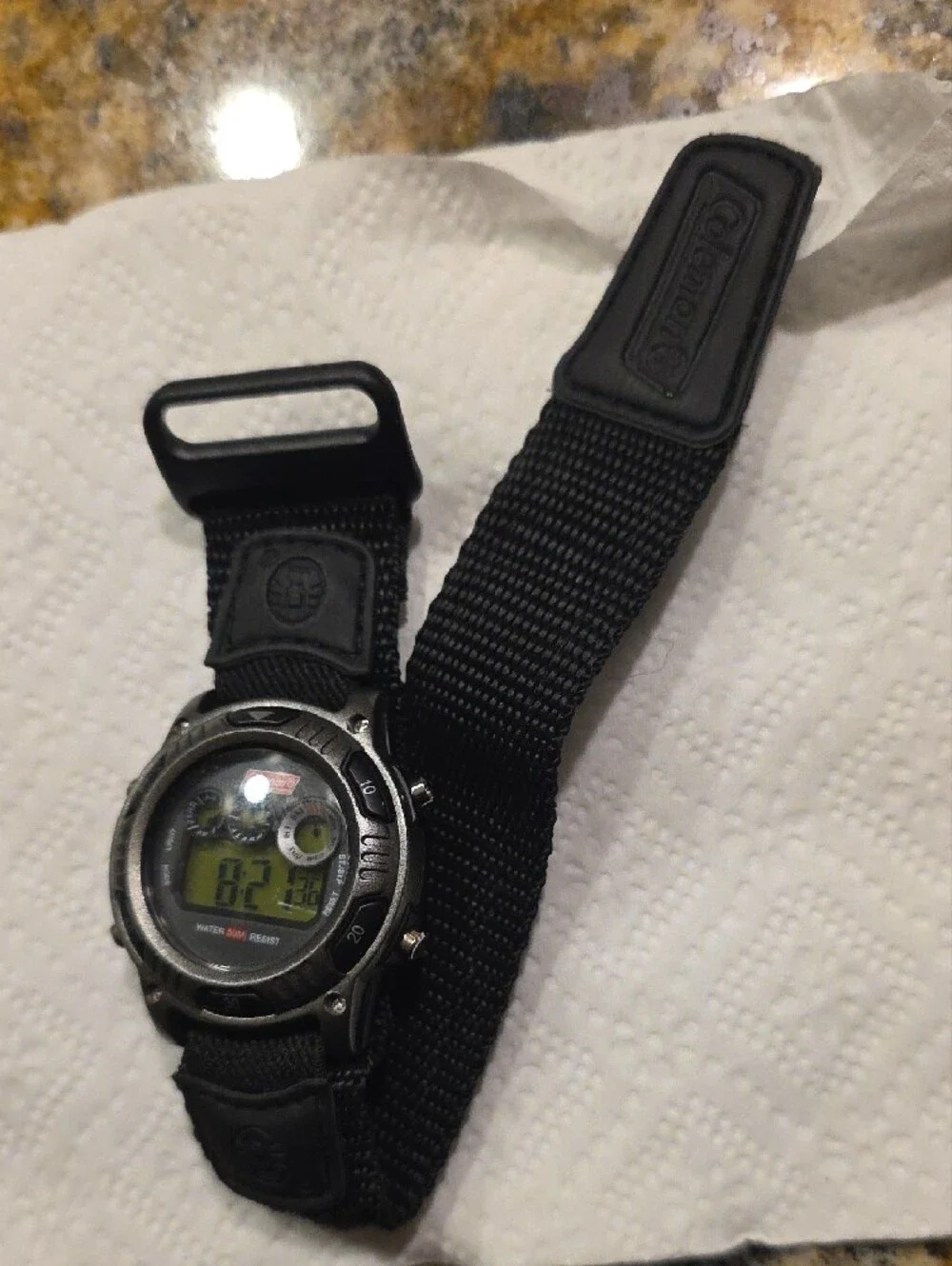 Coleman Black Digital Outdoor Stopwatch Watch with Green LCD